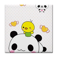 Giant Panda Red Panda Cartoon Drawing Tile Coasters by Sudhe