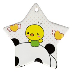 Giant Panda Red Panda Cartoon Drawing Star Ornament (two Sides) by Sudhe