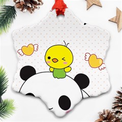 Giant Panda Red Panda Cartoon Drawing Ornament (snowflake) by Sudhe