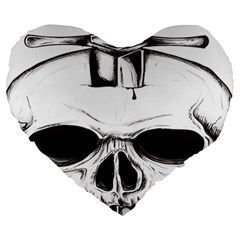 Skull Knife Euclidean Vector Skull Sword Inserted Large 19  Premium Heart Shape Cushions by Sudhe