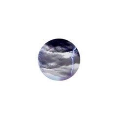 Thunder And Lightning Weather Clouds Painted Cartoon 1  Mini Buttons by Sudhe