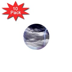 Thunder And Lightning Weather Clouds Painted Cartoon 1  Mini Buttons (10 Pack)  by Sudhe