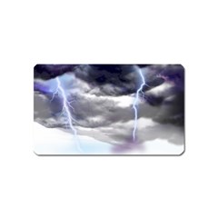 Thunder And Lightning Weather Clouds Painted Cartoon Magnet (name Card) by Sudhe