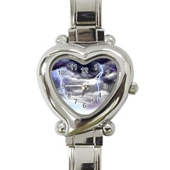 Thunder And Lightning Weather Clouds Painted Cartoon Heart Italian Charm Watch by Sudhe