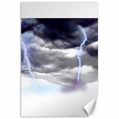 Thunder And Lightning Weather Clouds Painted Cartoon Canvas 24  X 36  by Sudhe