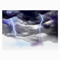 Thunder And Lightning Weather Clouds Painted Cartoon Large Glasses Cloth by Sudhe