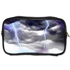 Thunder And Lightning Weather Clouds Painted Cartoon Toiletries Bag (two Sides) by Sudhe