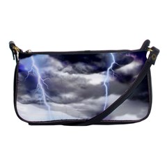 Thunder And Lightning Weather Clouds Painted Cartoon Shoulder Clutch Bag by Sudhe