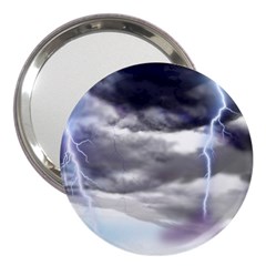 Thunder And Lightning Weather Clouds Painted Cartoon 3  Handbag Mirrors by Sudhe