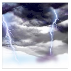 Thunder And Lightning Weather Clouds Painted Cartoon Large Satin Scarf (square) by Sudhe