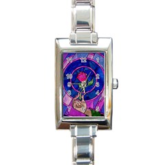 Enchanted Rose Stained Glass Rectangle Italian Charm Watch by Sudhe