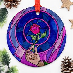 Enchanted Rose Stained Glass Ornament (round) by Sudhe