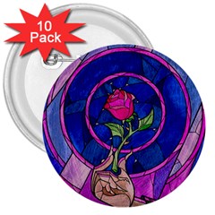 Enchanted Rose Stained Glass 3  Buttons (10 Pack)  by Sudhe