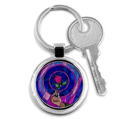 Enchanted Rose Stained Glass Key Chains (round)  by Sudhe