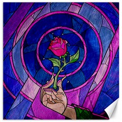 Enchanted Rose Stained Glass Canvas 12  X 12  by Sudhe