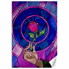 Enchanted Rose Stained Glass Canvas 12  X 18  by Sudhe