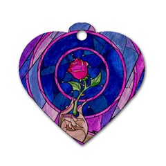 Enchanted Rose Stained Glass Dog Tag Heart (one Side) by Sudhe