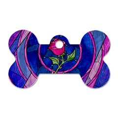 Enchanted Rose Stained Glass Dog Tag Bone (two Sides) by Sudhe