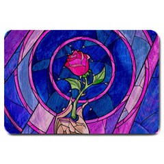 Enchanted Rose Stained Glass Large Doormat  by Sudhe