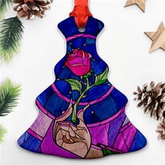 Enchanted Rose Stained Glass Christmas Tree Ornament (two Sides) by Sudhe