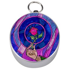 Enchanted Rose Stained Glass Silver Compasses by Sudhe