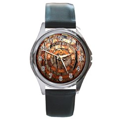 Queensryche Heavy Metal Hard Rock Bands Logo On Wood Round Metal Watch by Sudhe