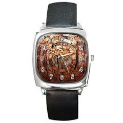 Queensryche Heavy Metal Hard Rock Bands Logo On Wood Square Metal Watch by Sudhe