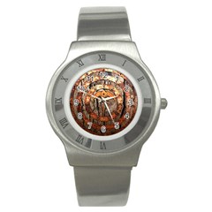 Queensryche Heavy Metal Hard Rock Bands Logo On Wood Stainless Steel Watch by Sudhe