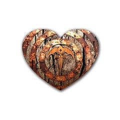 Queensryche Heavy Metal Hard Rock Bands Logo On Wood Rubber Coaster (heart)  by Sudhe