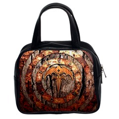 Queensryche Heavy Metal Hard Rock Bands Logo On Wood Classic Handbag (two Sides) by Sudhe