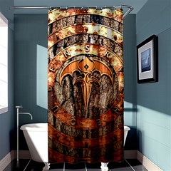 Queensryche Heavy Metal Hard Rock Bands Logo On Wood Shower Curtain 36  X 72  (stall)  by Sudhe