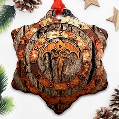 Queensryche Heavy Metal Hard Rock Bands Logo On Wood Ornament (snowflake) by Sudhe