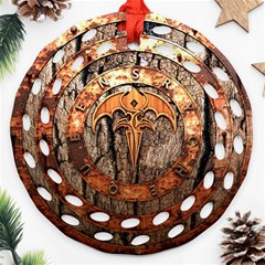 Queensryche Heavy Metal Hard Rock Bands Logo On Wood Round Filigree Ornament (two Sides) by Sudhe