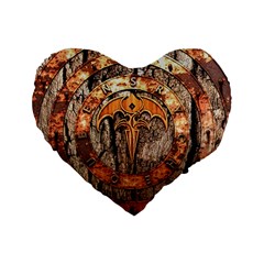 Queensryche Heavy Metal Hard Rock Bands Logo On Wood Standard 16  Premium Heart Shape Cushions by Sudhe