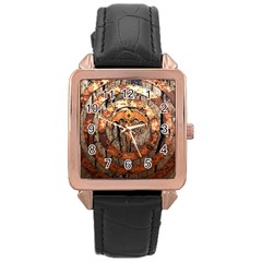 Queensryche Heavy Metal Hard Rock Bands Logo On Wood Rose Gold Leather Watch  by Sudhe