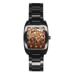 Queensryche Heavy Metal Hard Rock Bands Logo On Wood Stainless Steel Barrel Watch by Sudhe