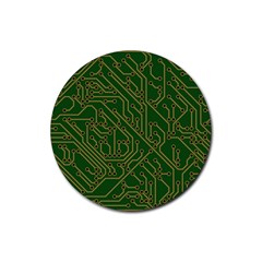 Circuit Board Electronics Draft Rubber Coaster (round)  by Pakrebo