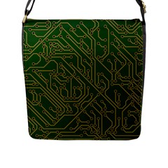 Circuit Board Electronics Draft Flap Closure Messenger Bag (l) by Pakrebo