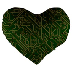 Circuit Board Electronics Draft Large 19  Premium Flano Heart Shape Cushions by Pakrebo