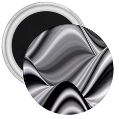 Waves Black And White Modern 3  Magnets by Pakrebo