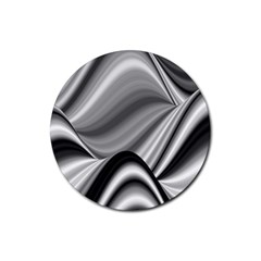 Waves Black And White Modern Rubber Coaster (round)  by Pakrebo