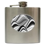 Waves Black And White Modern Hip Flask (6 oz) Front