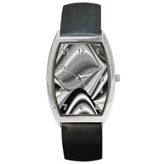 Waves Black And White Modern Barrel Style Metal Watch by Pakrebo