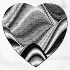 Waves Black And White Modern Jigsaw Puzzle (heart) by Pakrebo