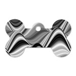 Waves Black And White Modern Dog Tag Bone (One Side) Front