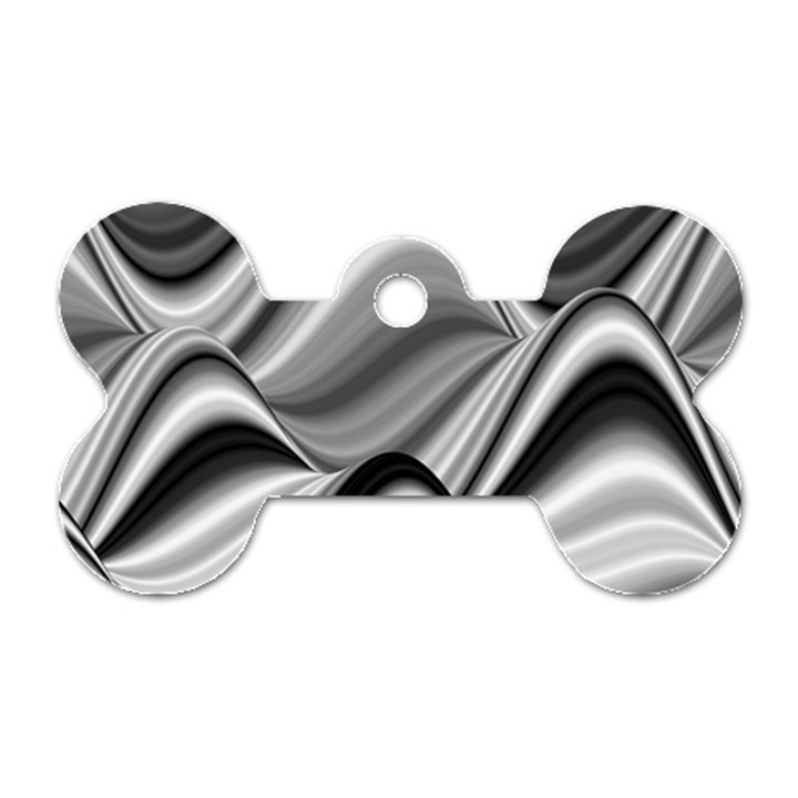 Waves Black And White Modern Dog Tag Bone (One Side)