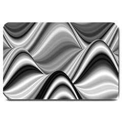 Waves Black And White Modern Large Doormat  by Pakrebo