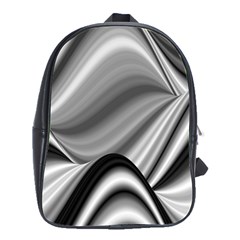 Waves Black And White Modern School Bag (large) by Pakrebo