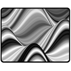 Waves Black And White Modern Fleece Blanket (medium)  by Pakrebo