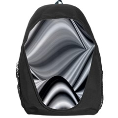 Waves Black And White Modern Backpack Bag by Pakrebo